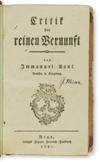 KANT, IMMANUEL.  Critik der reinen Vernunft.  1781